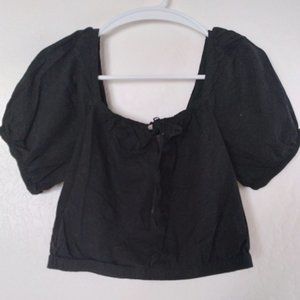 Cotton Puff Sleeve Crop Top